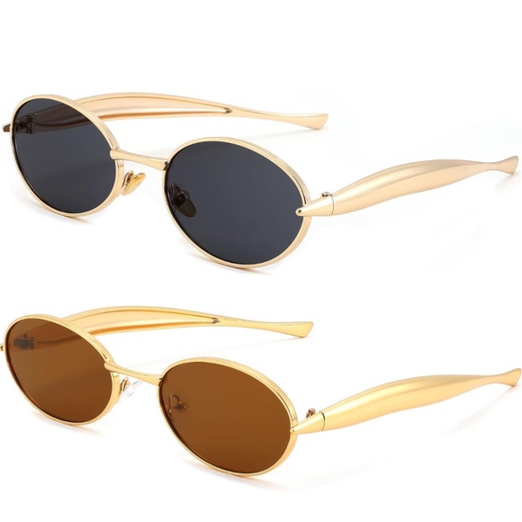 Sunglasses-2pc-gold rim/grey and brown lenses. - Picture 1 of 5